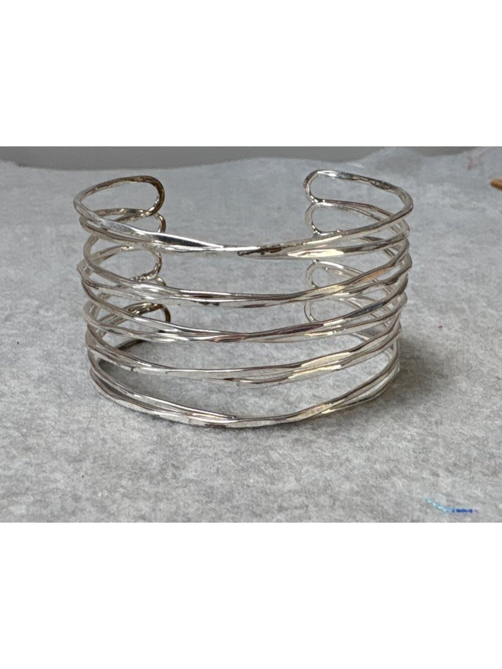 Handmade Silver-Tone Wire Cuff Bracelet with Open Adjustable Design